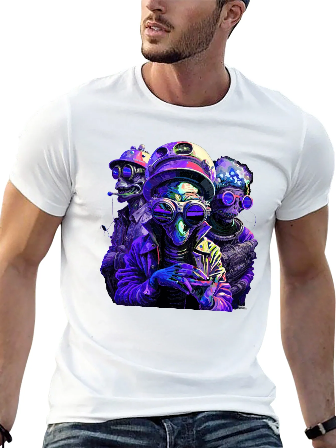 Rebbecca Retro Alien Crew Graphic Black T-Shirt
