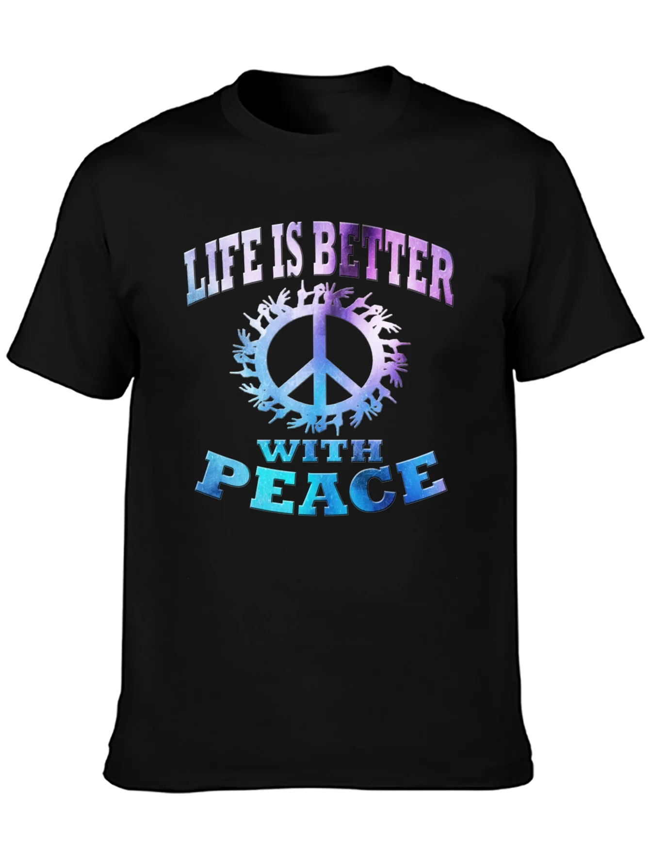 Camiseta Negra Unisex con Mensaje de Paz