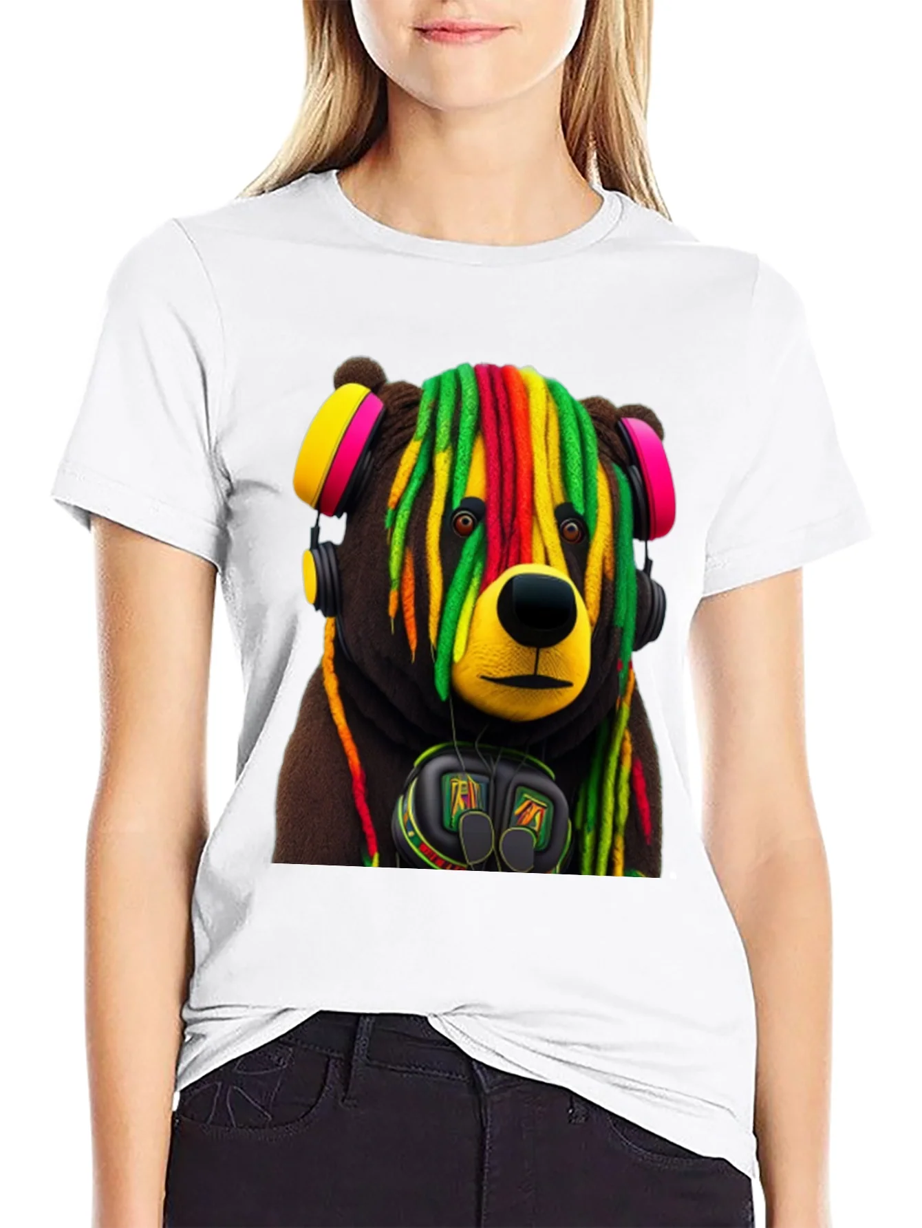Rebbecca Rasta Bear Graphic Tee - Cool Streetwear