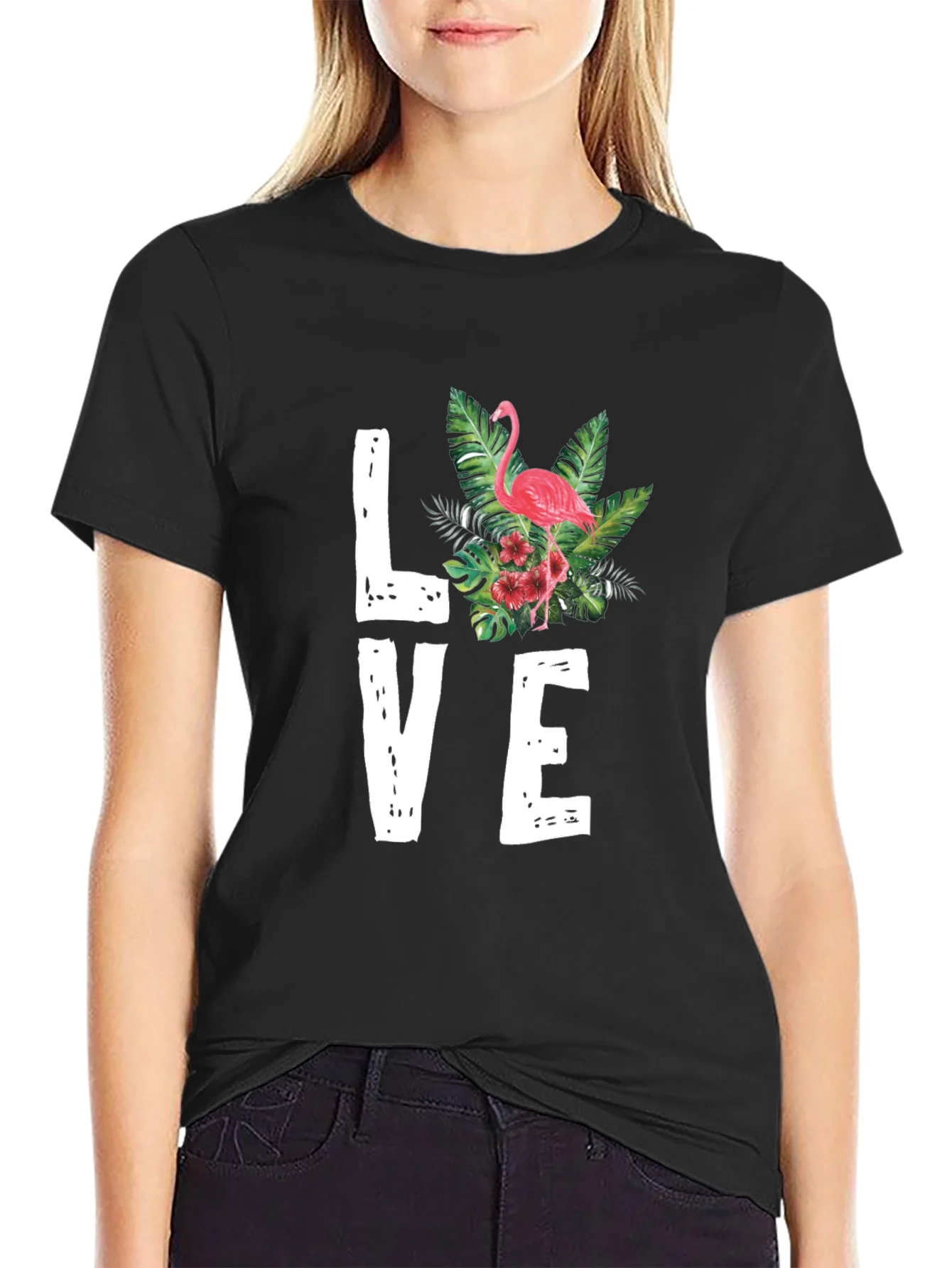 Camiseta Negra LOVE Flamenco Tropical