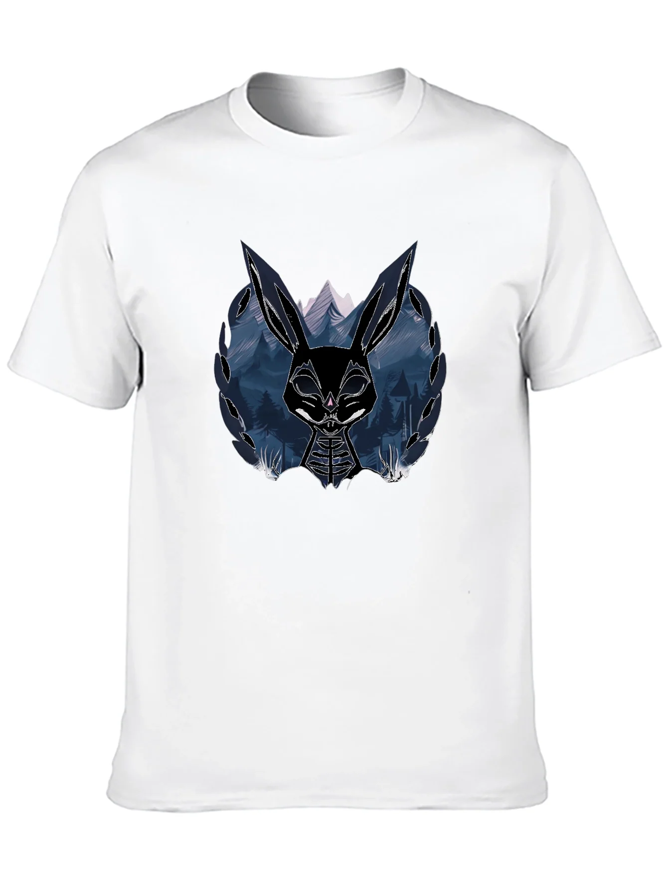 Camiseta Negra con Dise?o de Conejo Oscuro