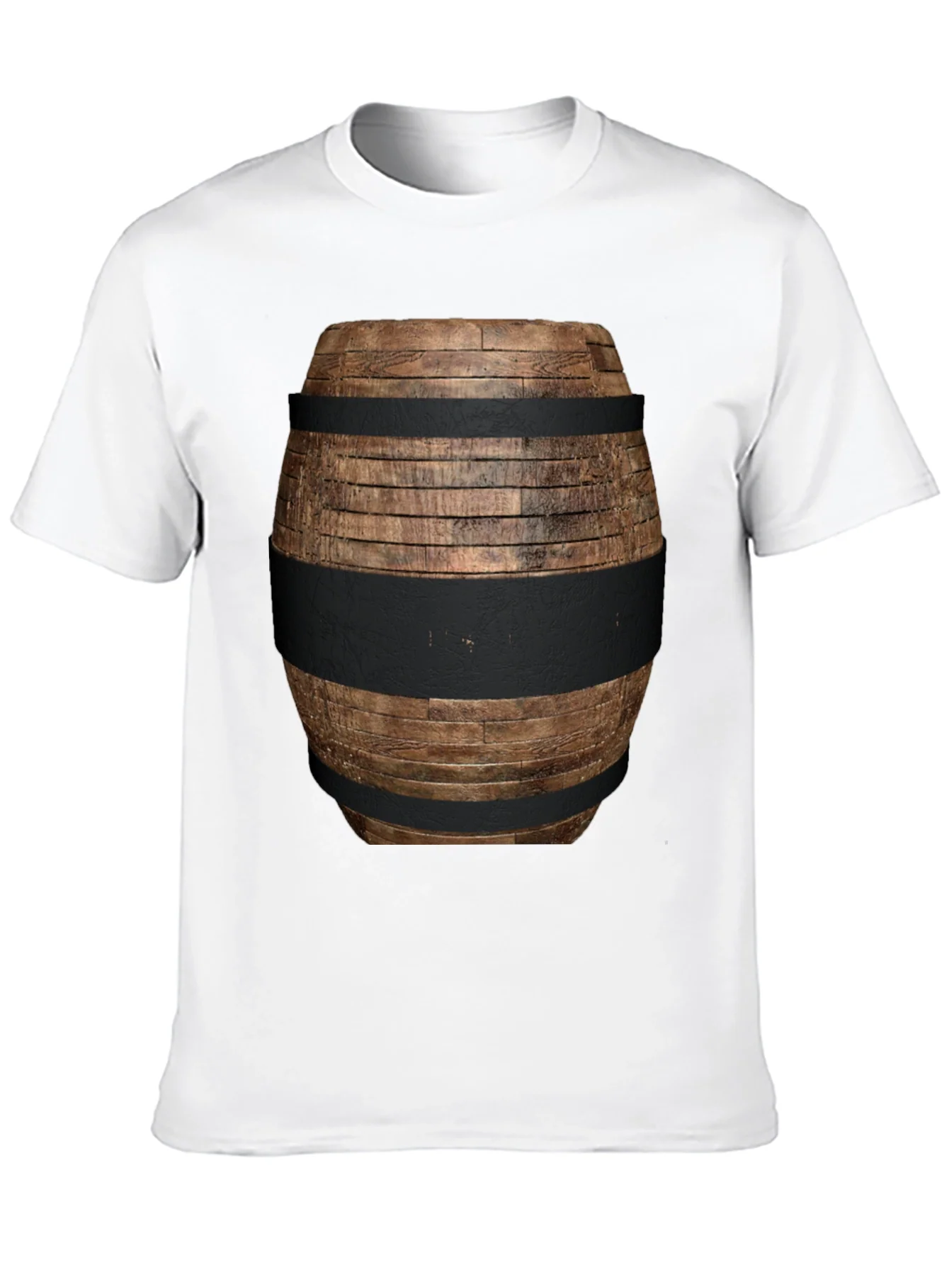 Camiseta Negra con Dise?o de Barril de Madera