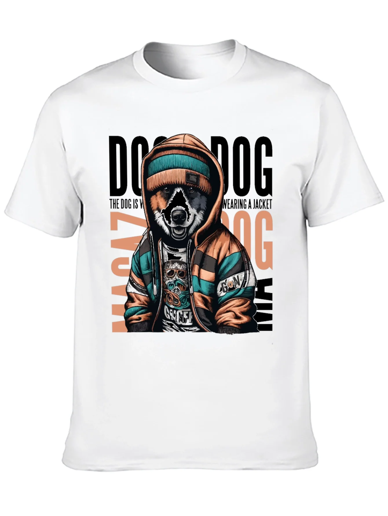 Camiseta Negra con Dise?o de Perro Urbano