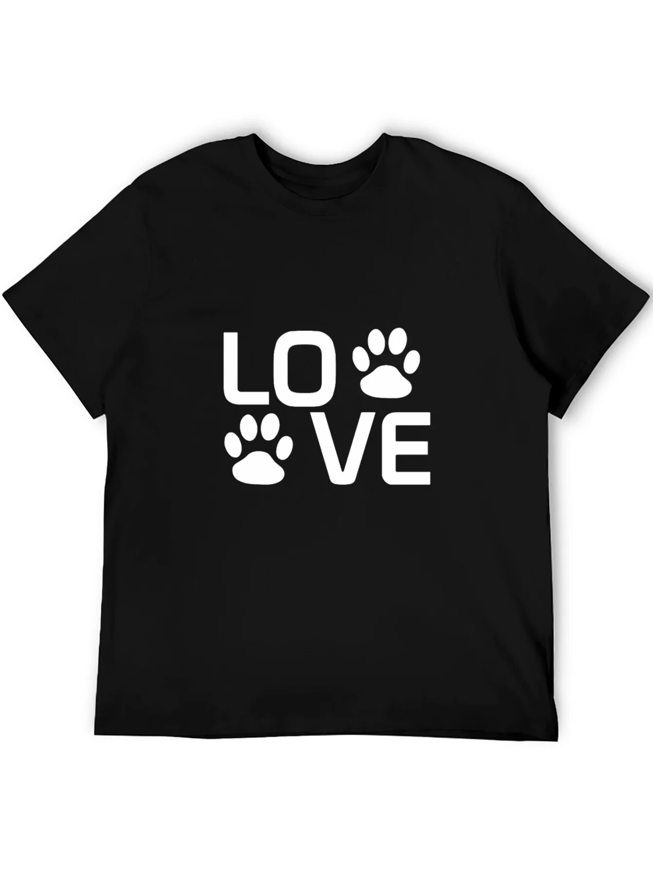 Camiseta Negra Love con Huellas de Mascotas