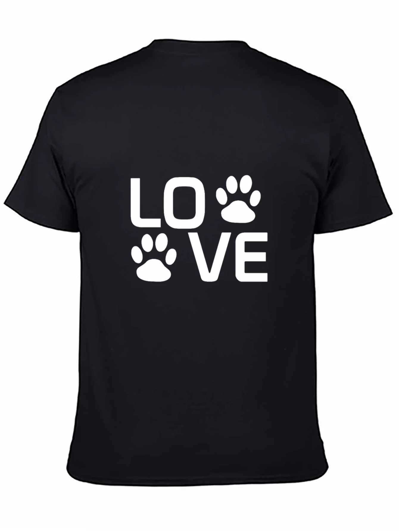 Camiseta Negra Love con Huellas de Mascotas