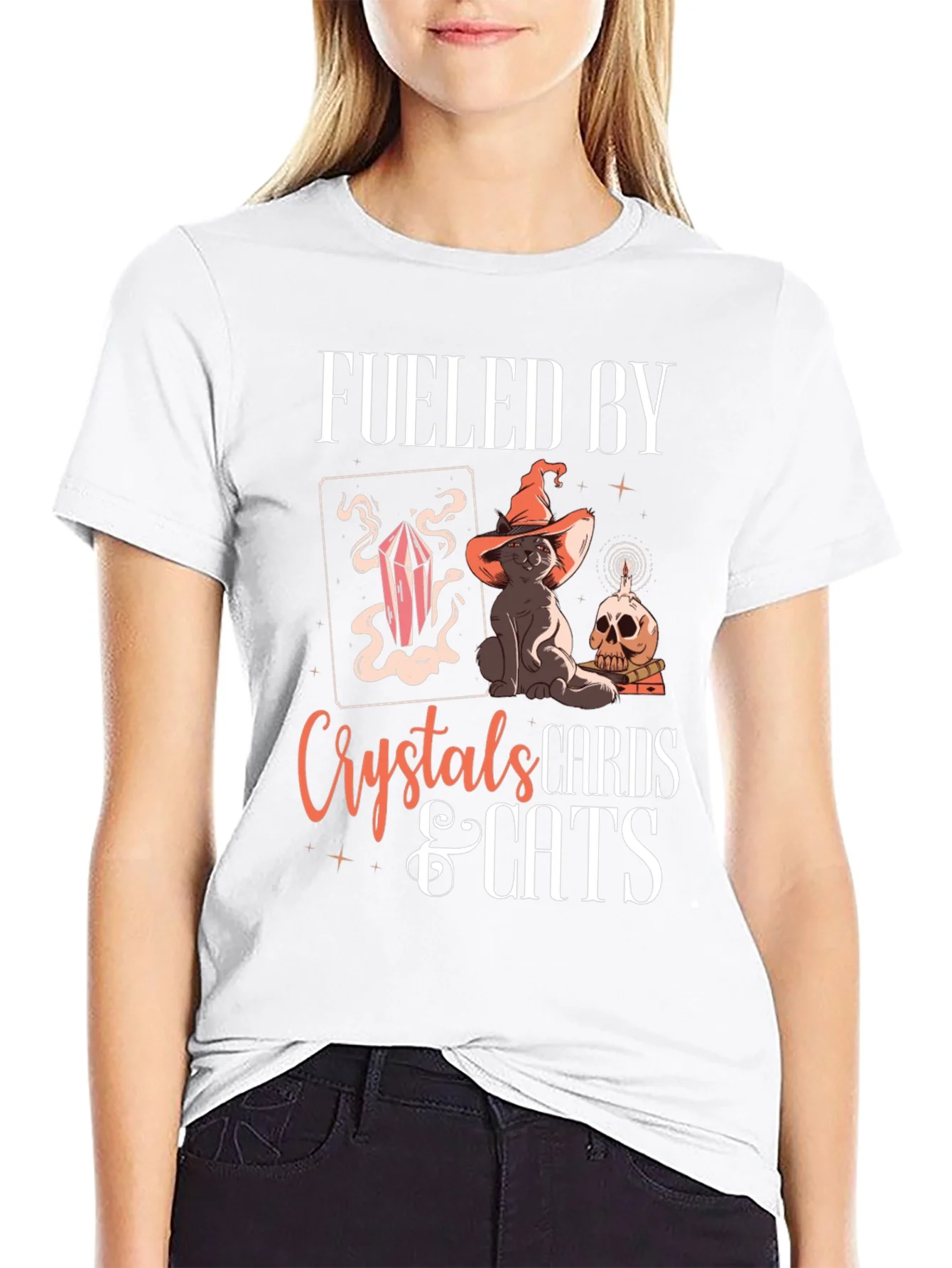 Rebbecca Fueled by Crystals Cards & Cats T-Shirt
