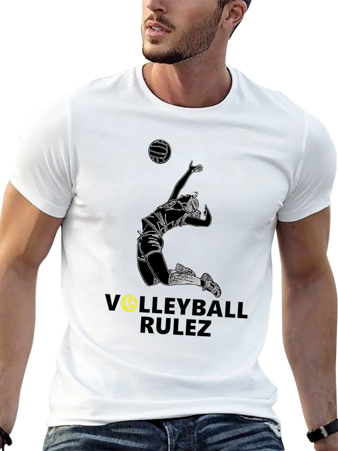 Rebbecca Volleyball Rulez Graphic Tee - Black Cotton T-Shirt