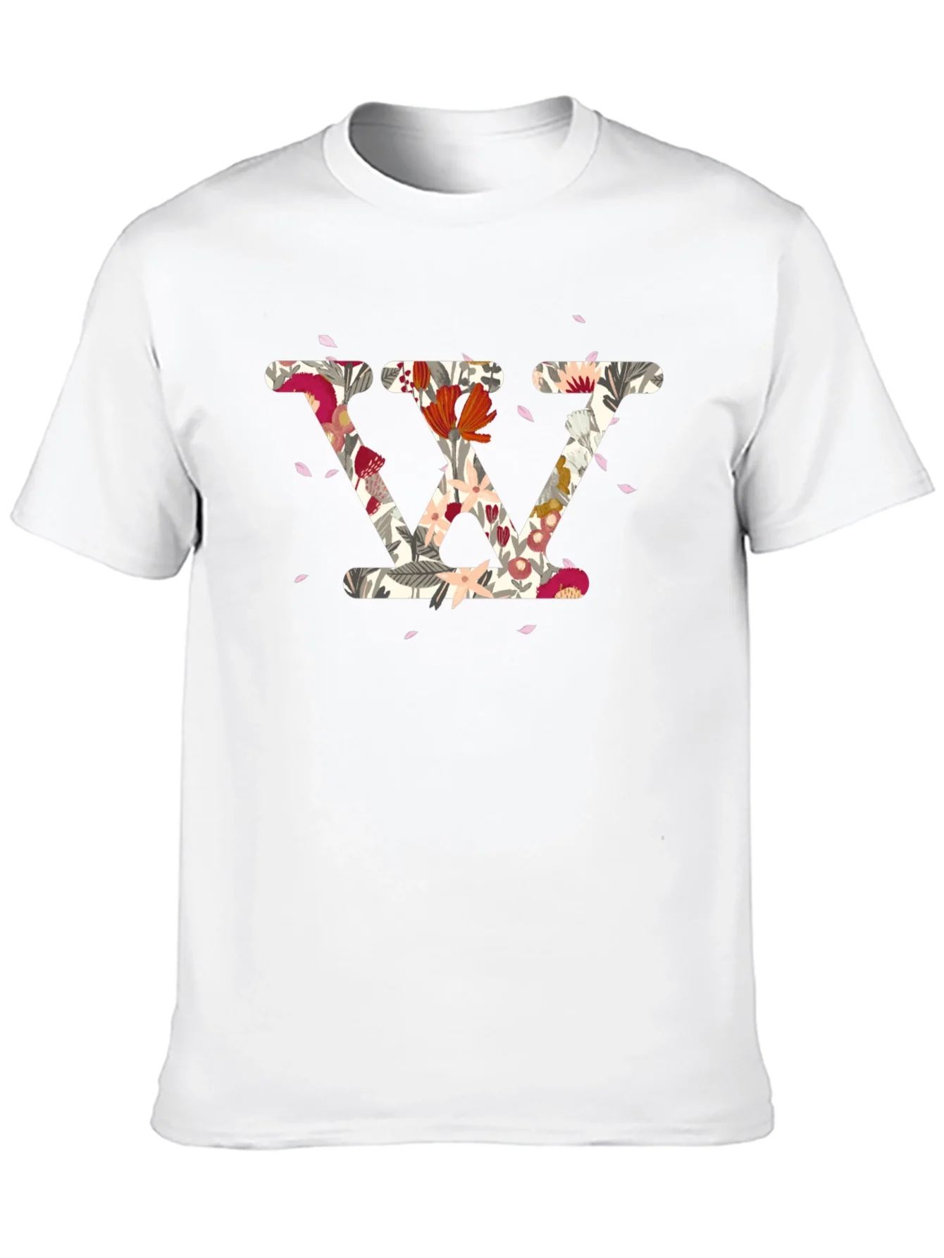 Camiseta Negra con Dise?o Floral Letra W