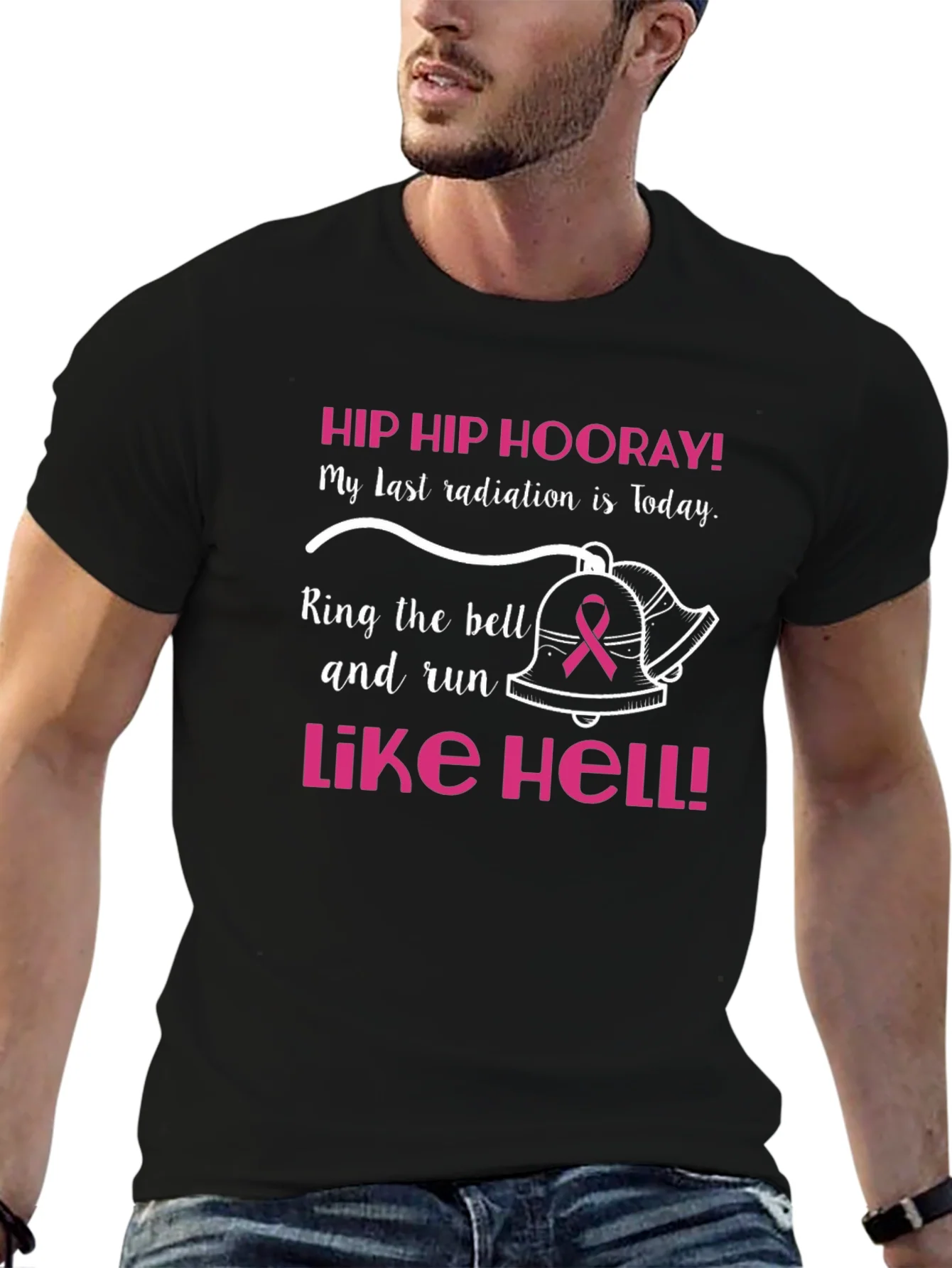 Camiseta Negra Hip Hip Hooray C¨¢ncer de Mama