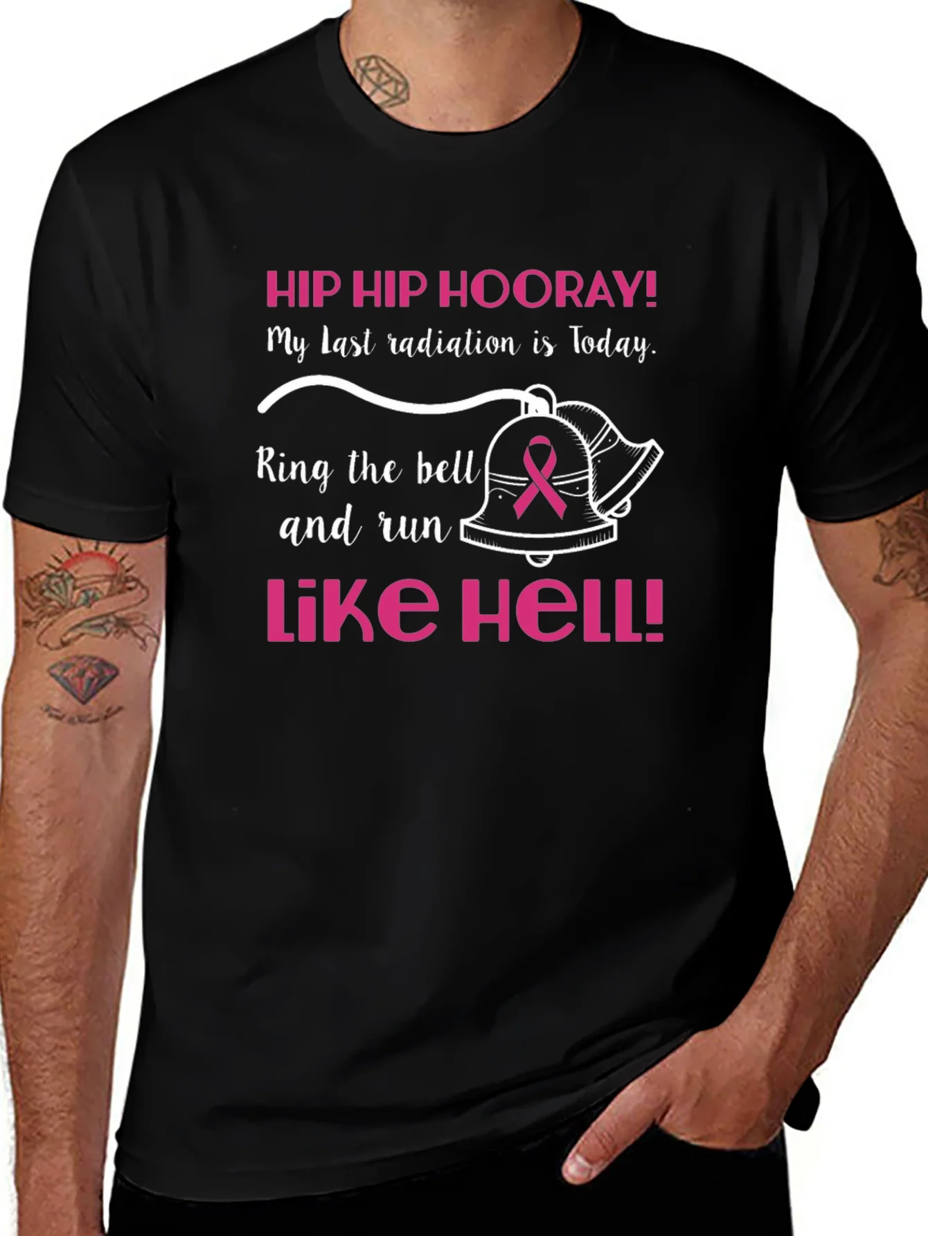 Camiseta Negra Hip Hip Hooray C¨¢ncer de Mama