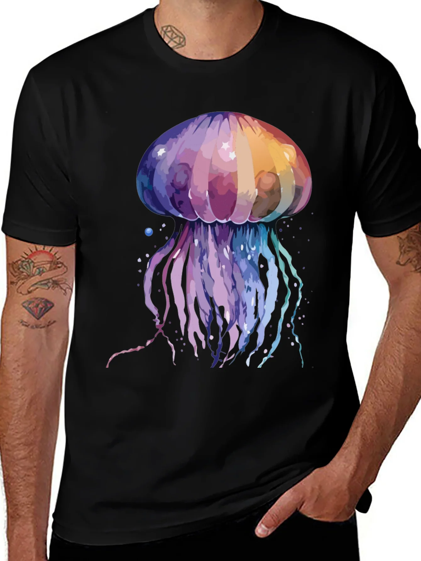 Camiseta Hombre Dise?o Medusa Acuarela