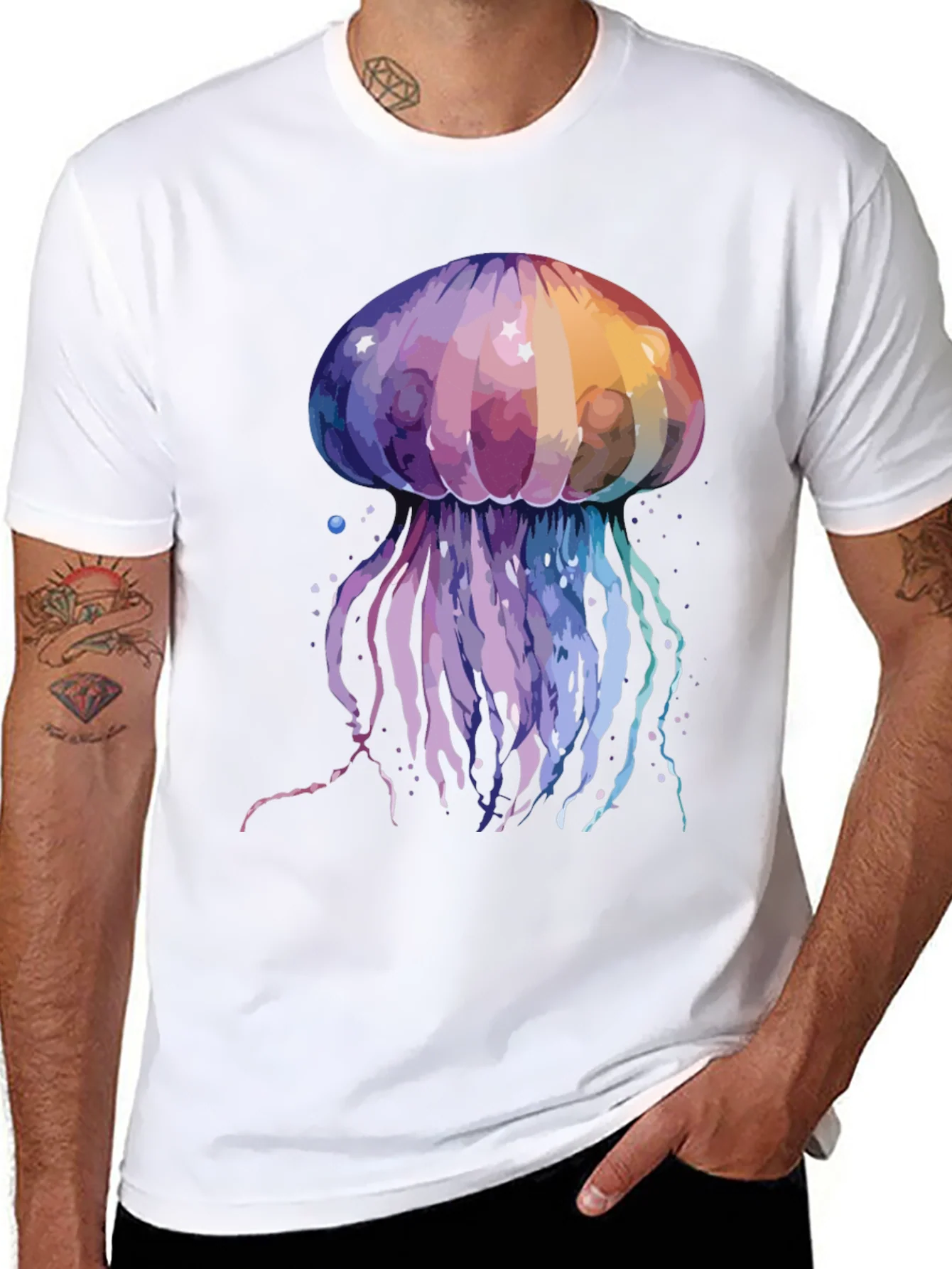 Camiseta Hombre Dise?o Medusa Acuarela