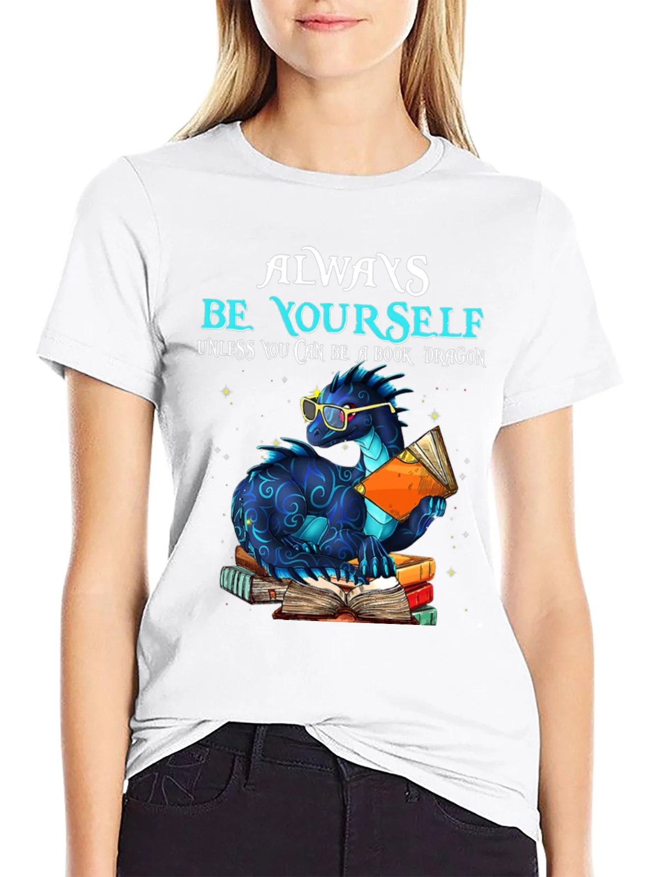 Camiseta Negra con Dise?o de Drag¨®n Lector