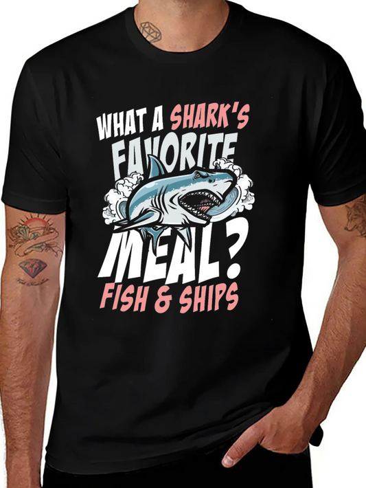 Camiseta Negra Humor Tibur¨®n - ?Fish & Ships!