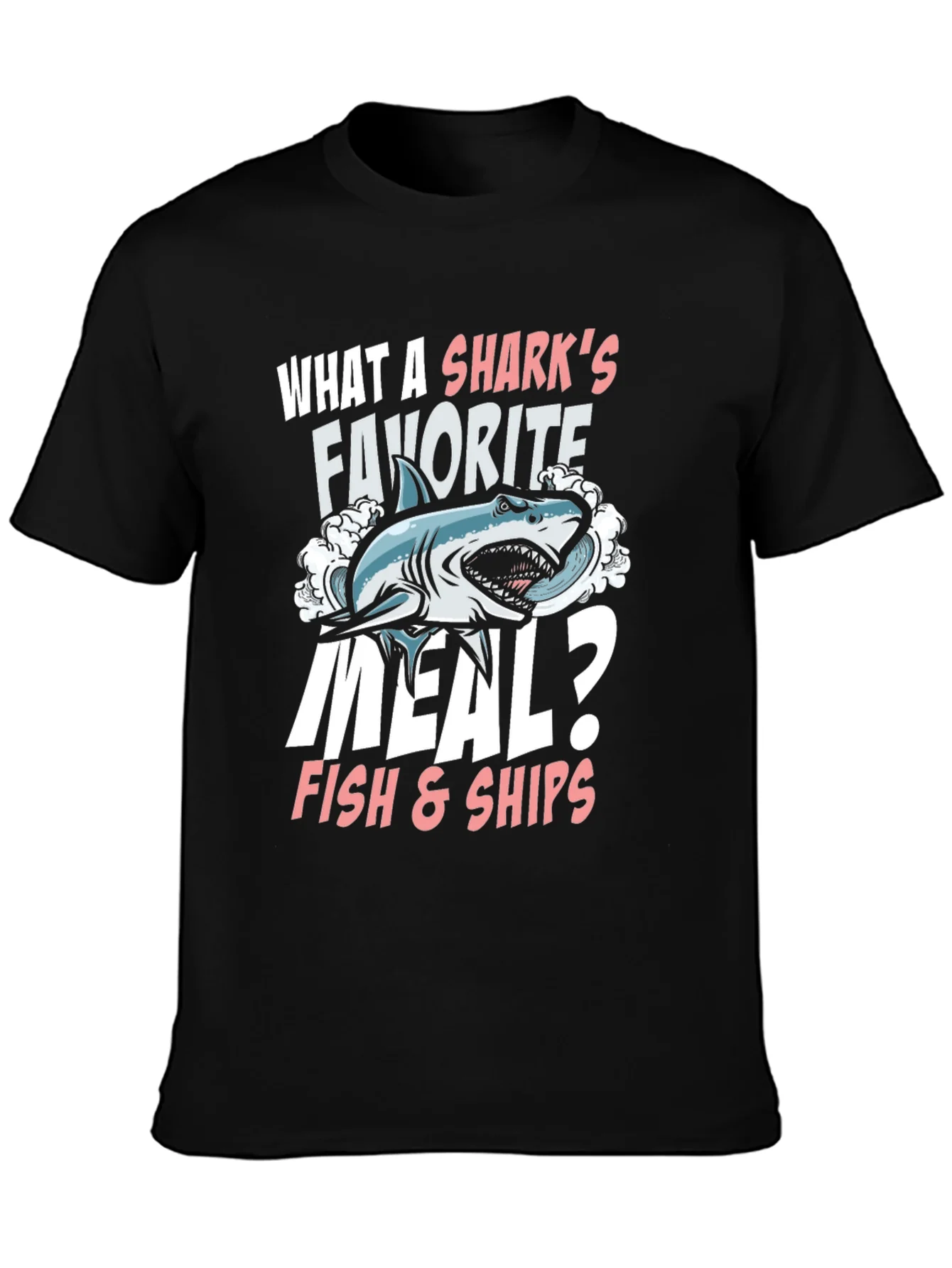 Camiseta Negra Humor Tibur¨®n - ?Fish & Ships!
