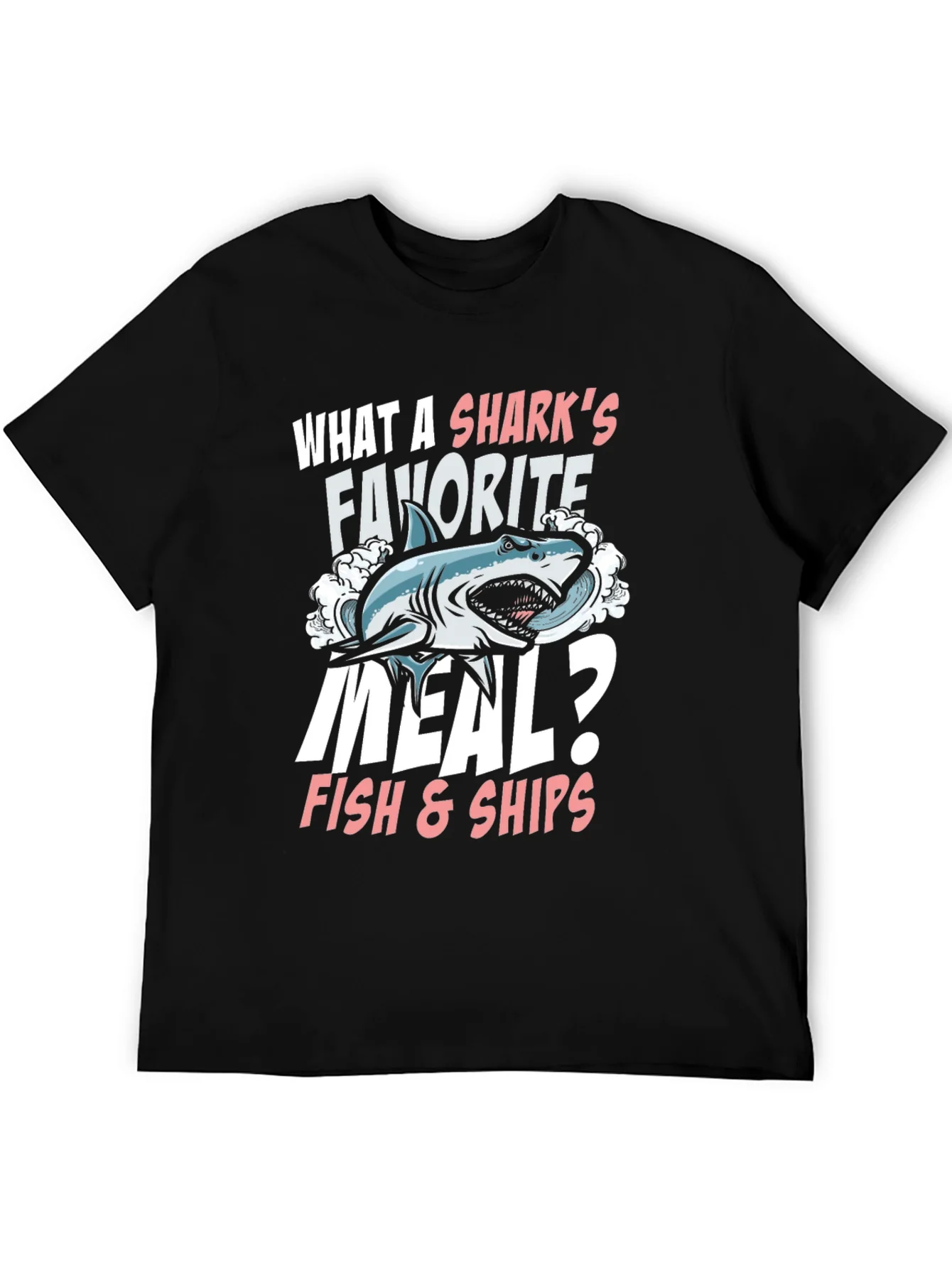 Camiseta Negra Humor Tibur¨®n - ?Fish & Ships!