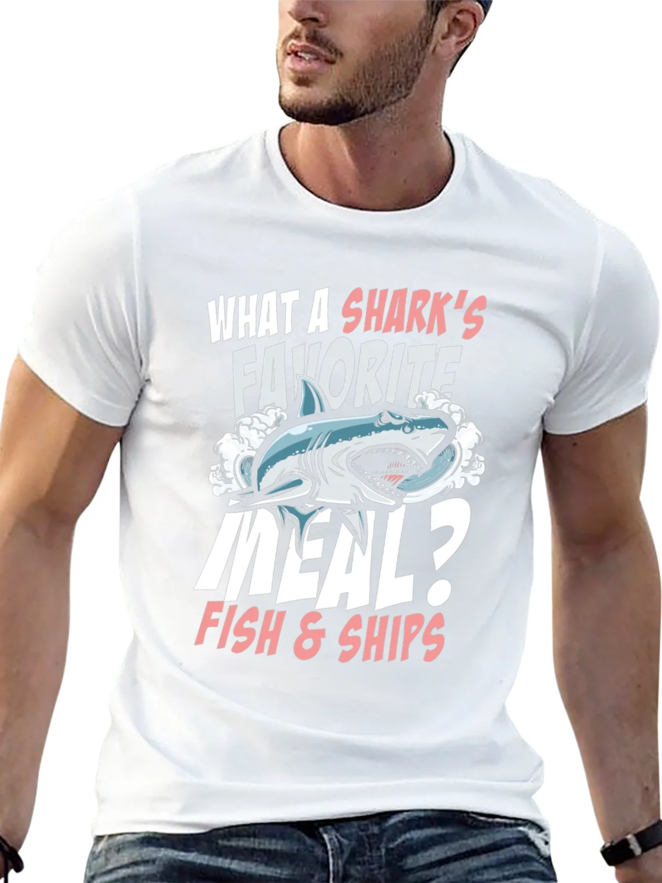 Camiseta Negra Humor Tibur¨®n - ?Fish & Ships!