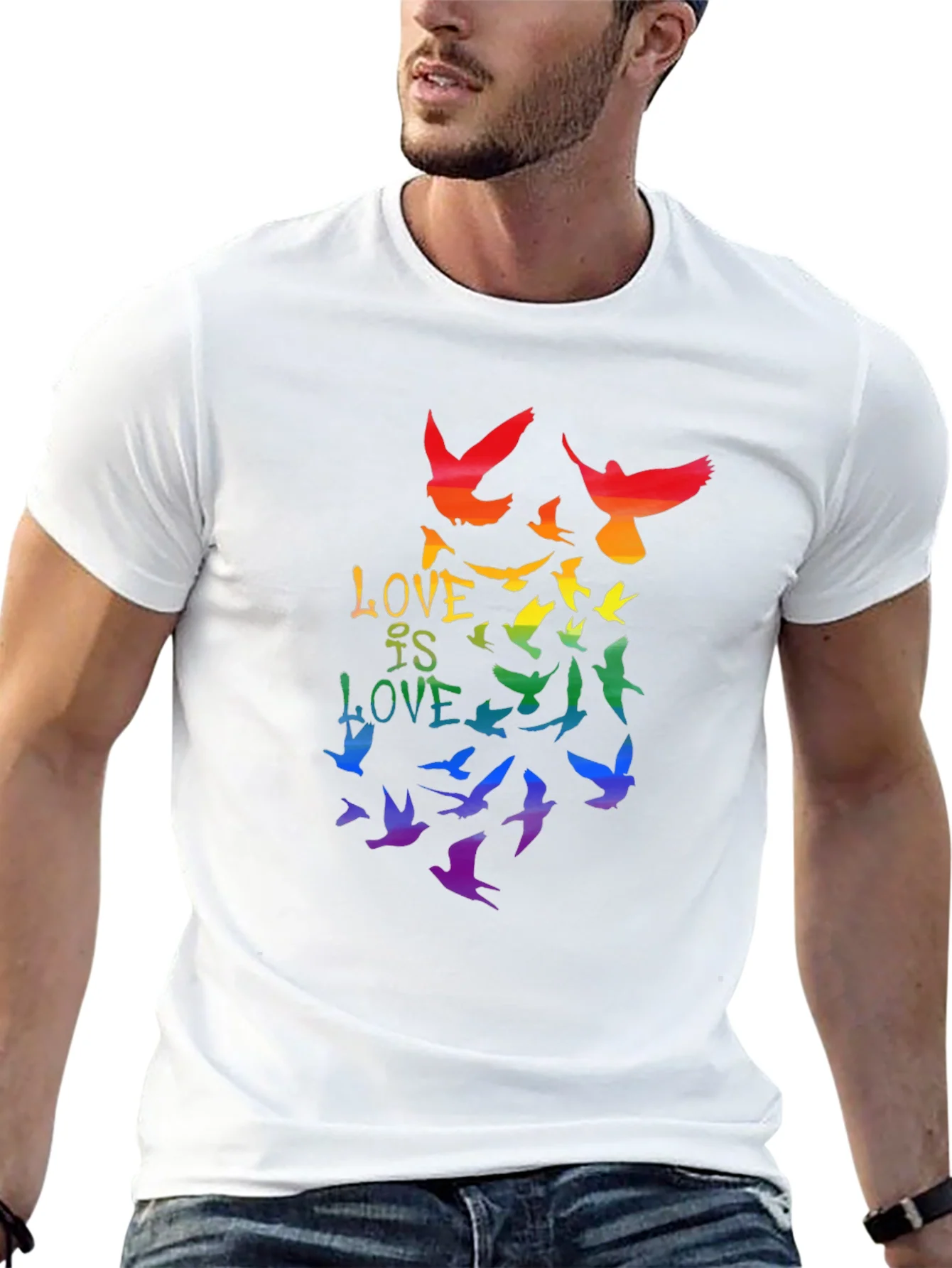 Rebbecca Love is Love Rainbow Birds Graphic Tee