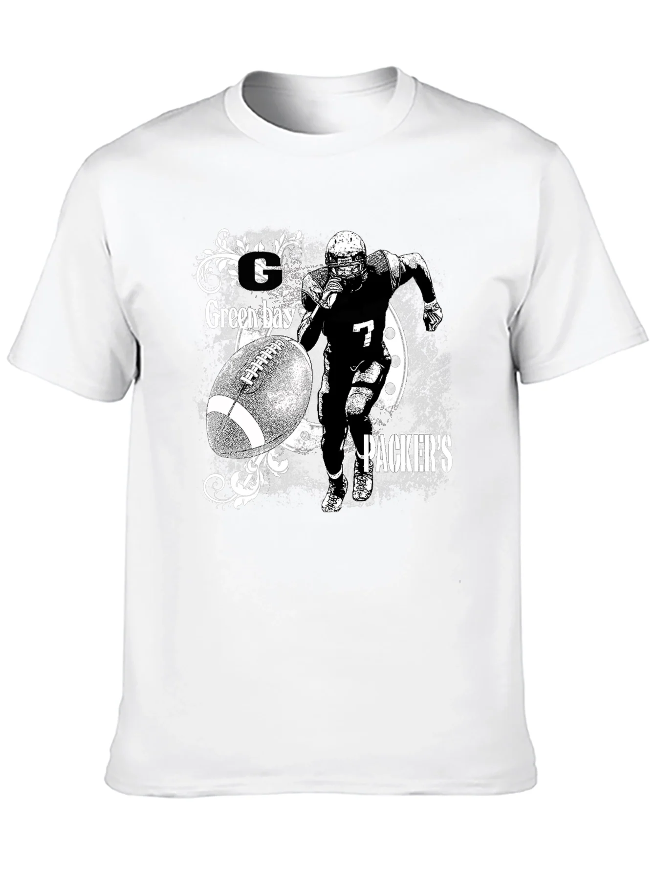 Camiseta Hombre Negro Dise?o Packers F¨²tbol Americano