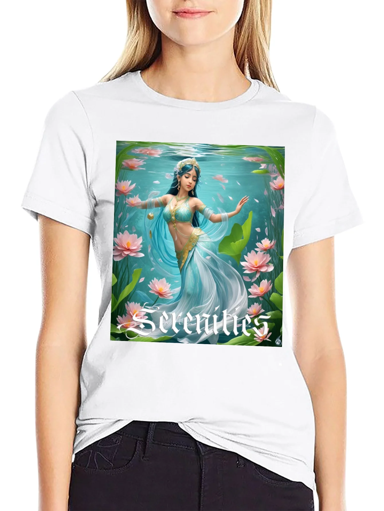 Camiseta Negra con Dise?o Acu¨¢tico de Serenidad