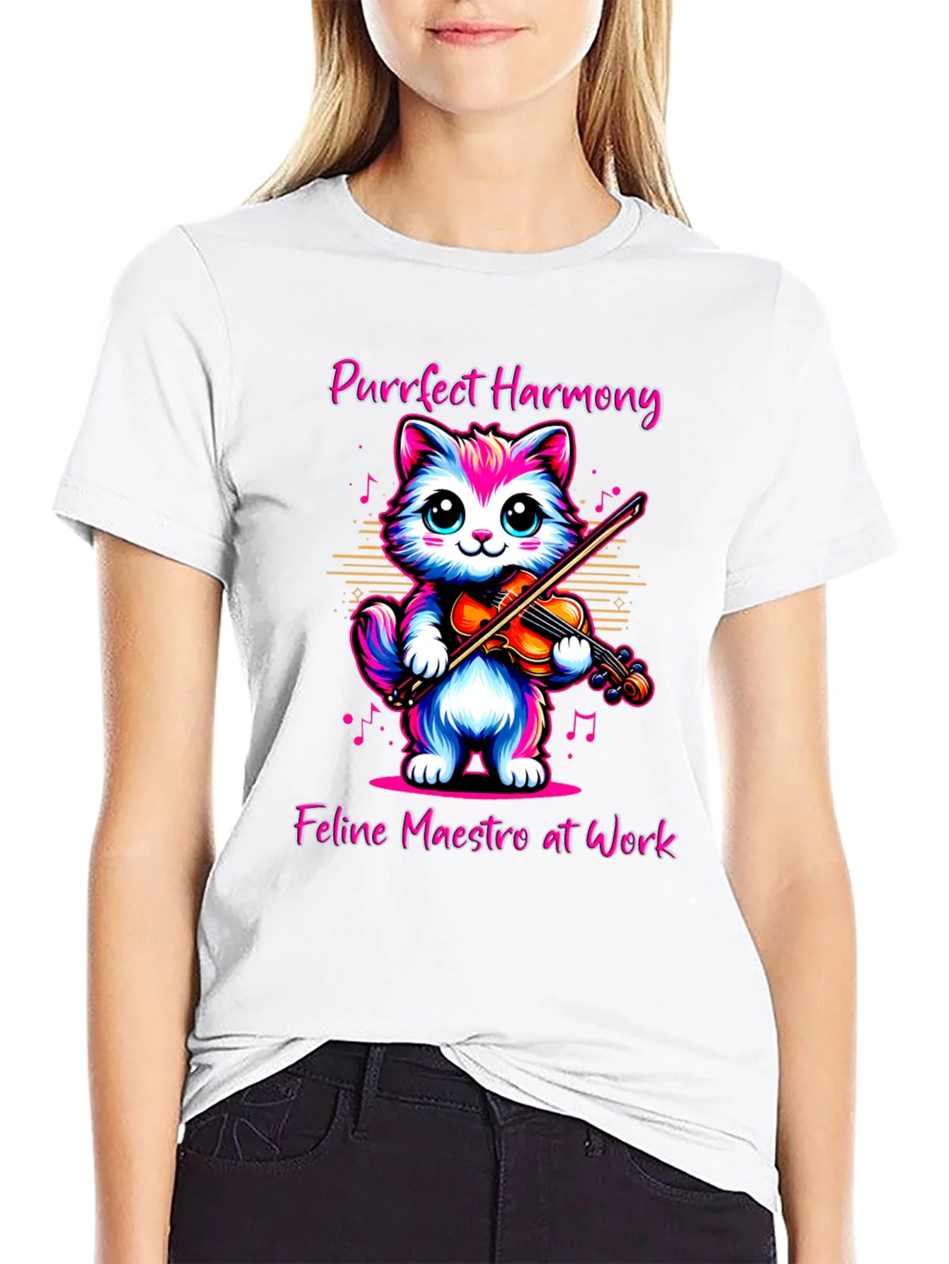 Camiseta Gato Violinista: Armon¨ªa Felina
