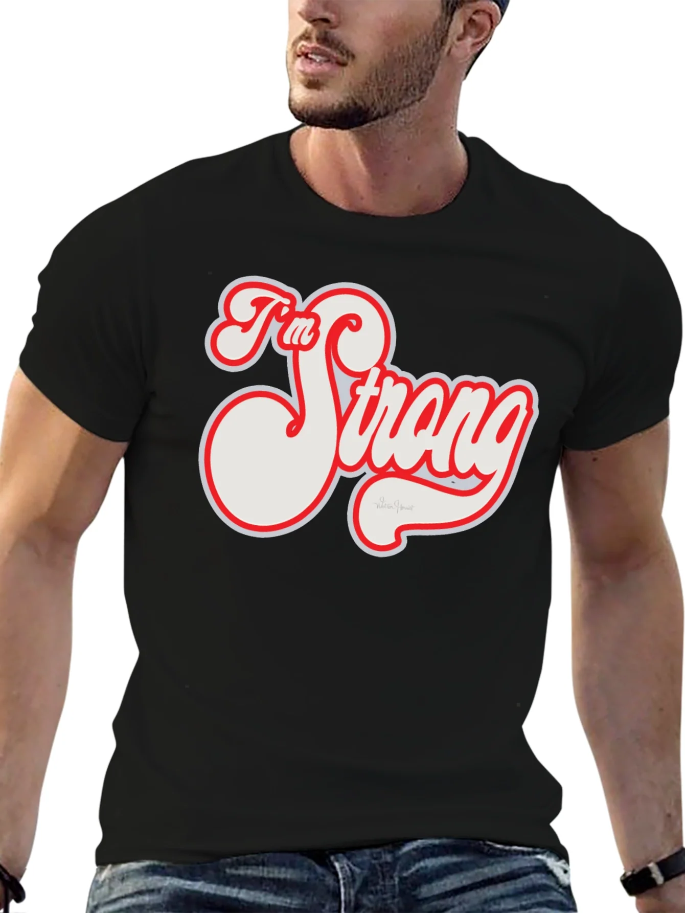 Camiseta Negra Im Strong Estilo Retro