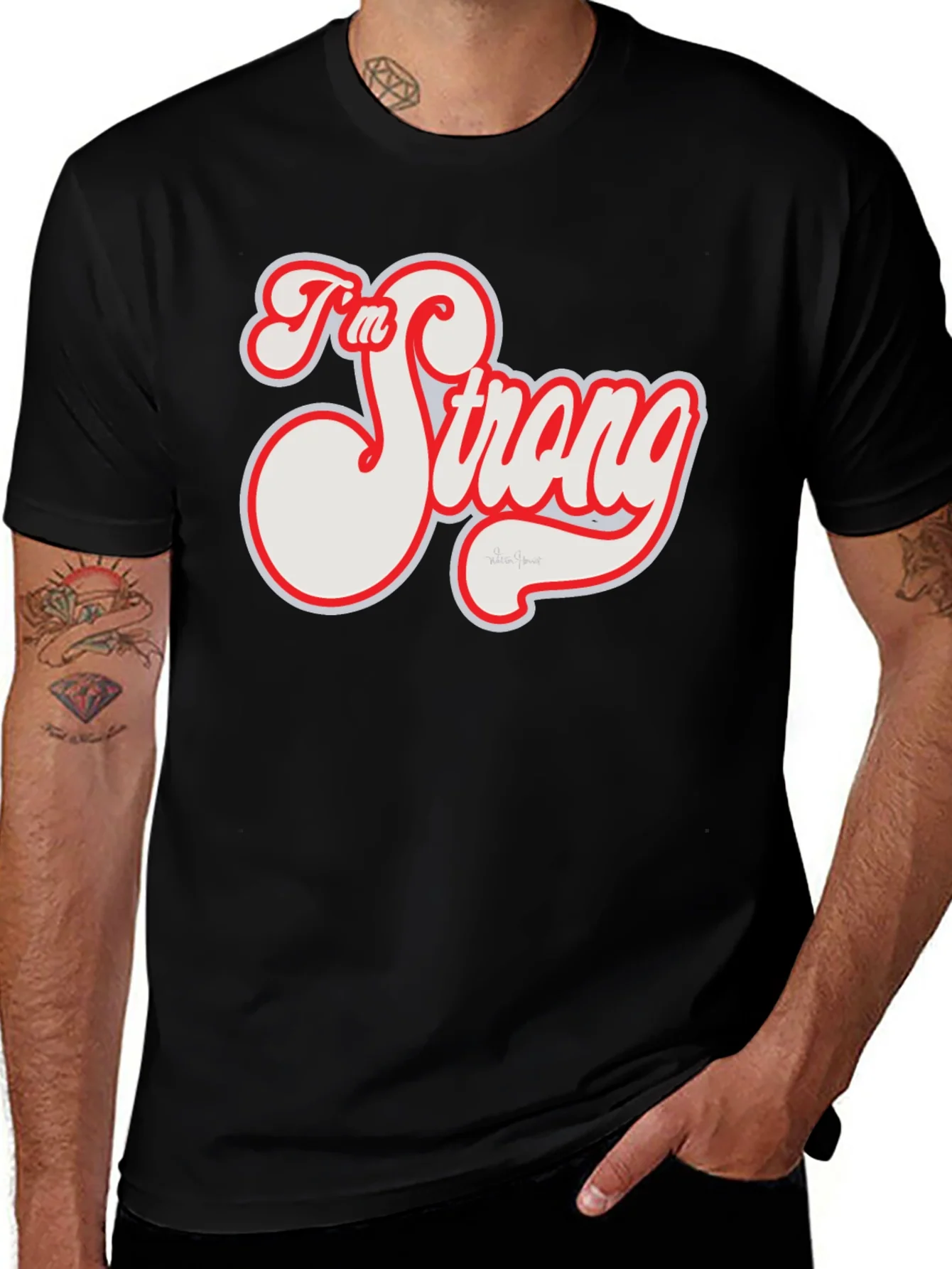 Camiseta Negra Im Strong Estilo Retro