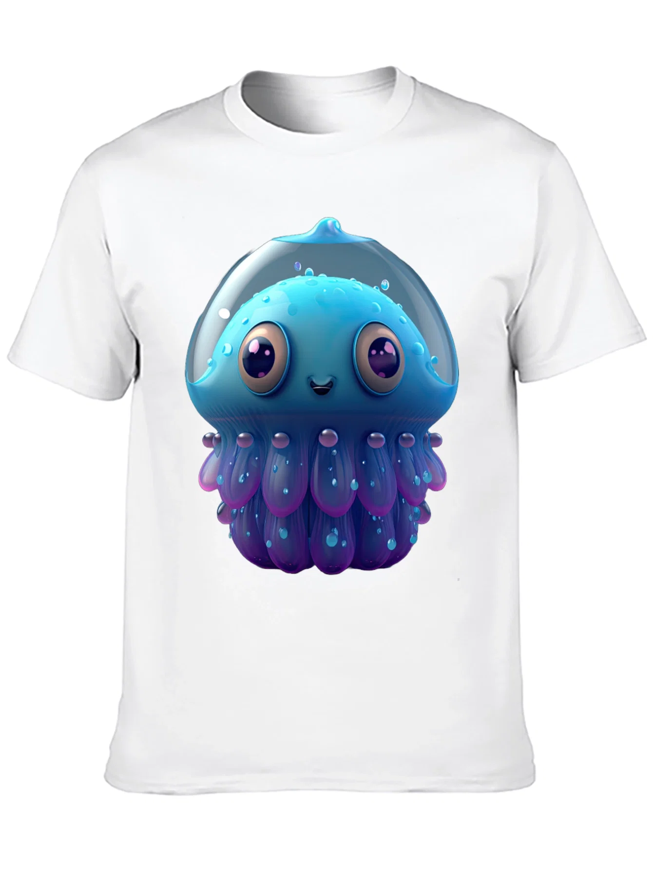 Rebbecca Cartoon Jellyfish Graphic Tee - Black Casual T-Shirt