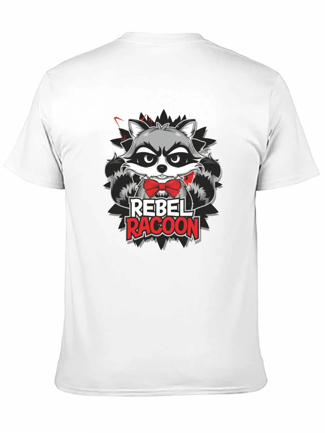 Camiseta Negra Hombre - Dise?o Rebel Raccoon