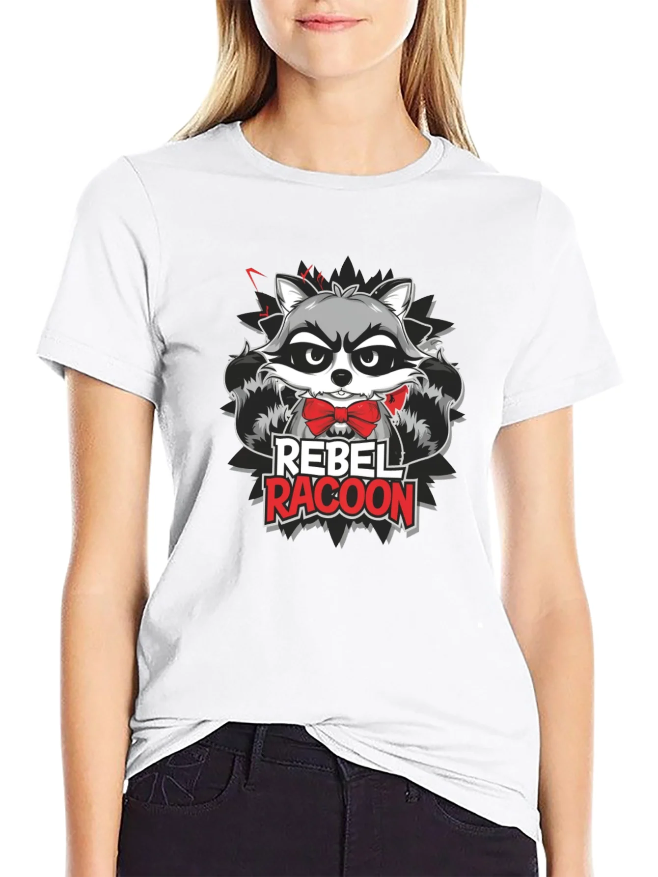 Camiseta Negra Hombre - Dise?o Rebel Raccoon