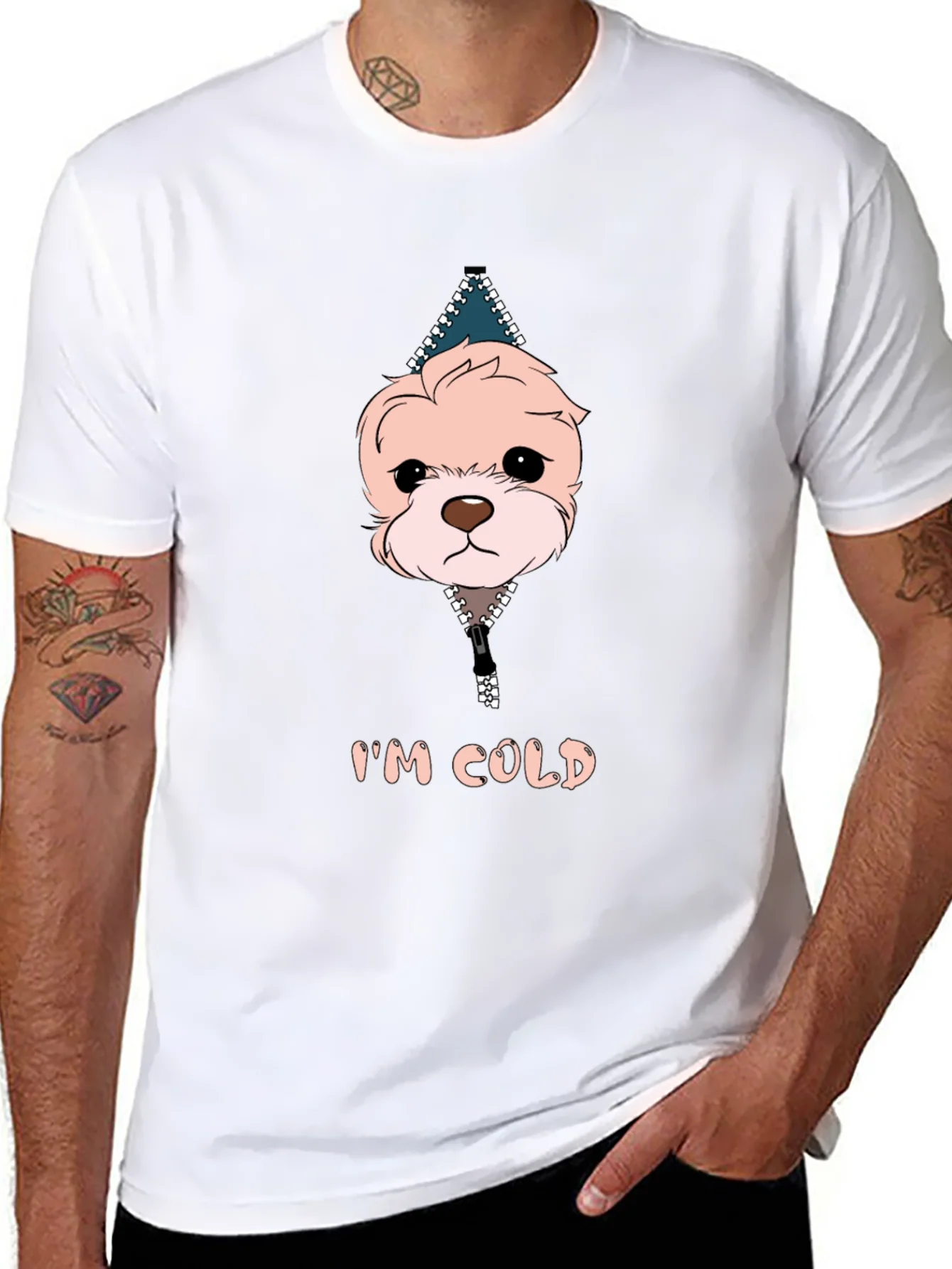 Camiseta Negra Im Cold con Dise?o de Cachorro