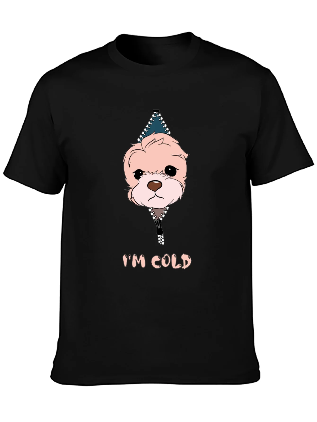 Camiseta Negra Im Cold con Dise?o de Cachorro