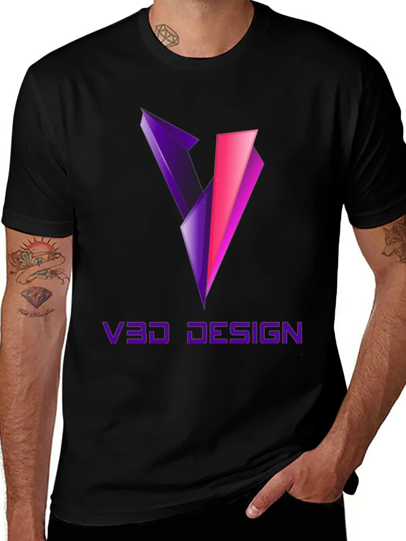 Camiseta Negra V3D Design Gr¨¢fico Moderno