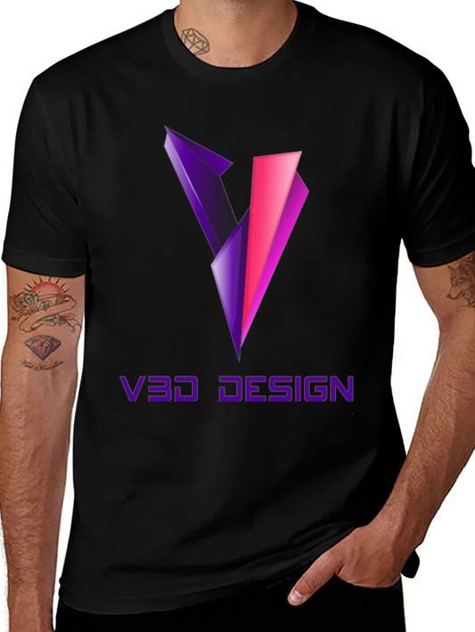 Camiseta Negra V3D Design Gr¨¢fico Moderno