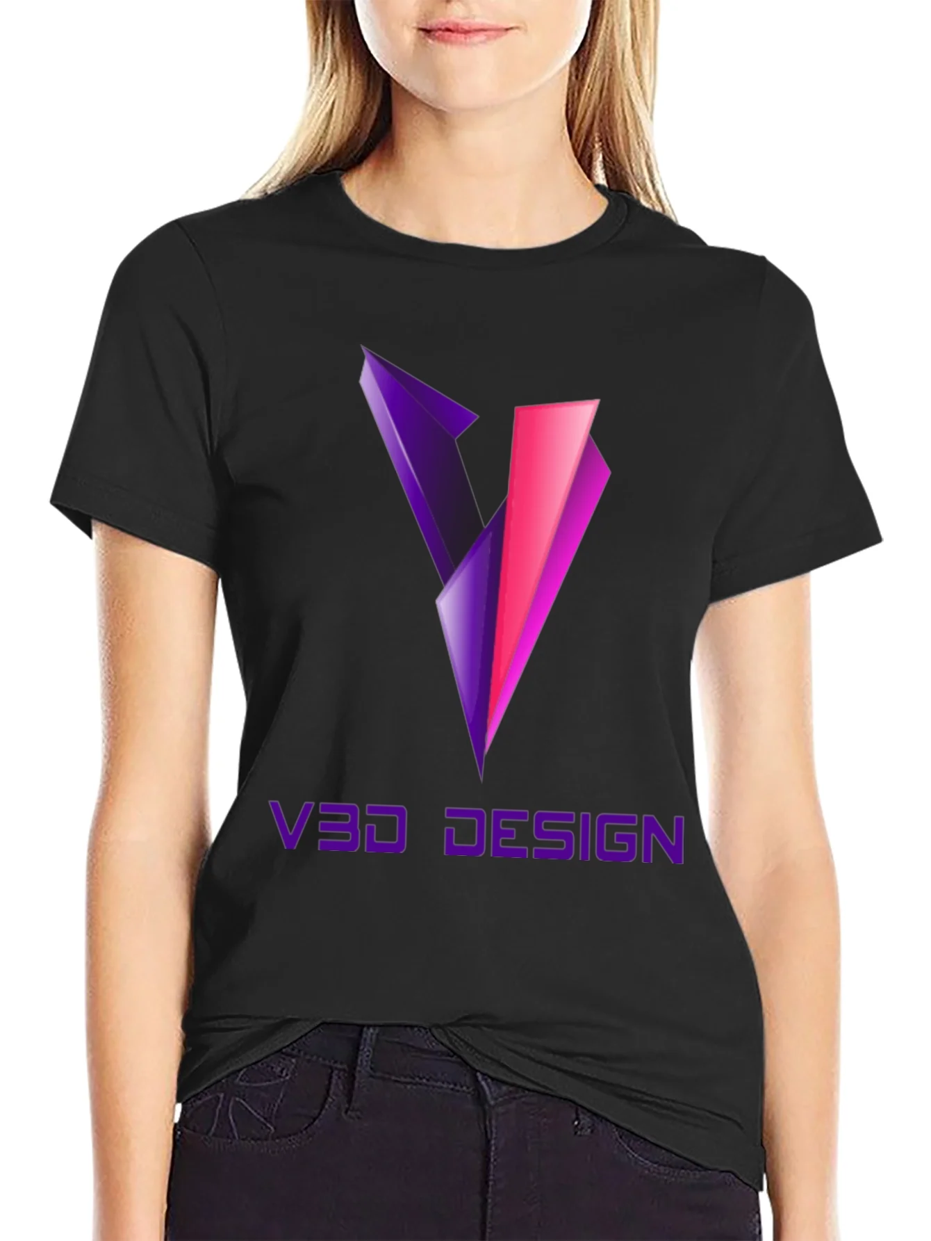 Camiseta Negra V3D Design Gr¨¢fico Moderno