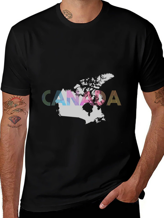 Camiseta Negra Mapa Canad¨¢ Colores