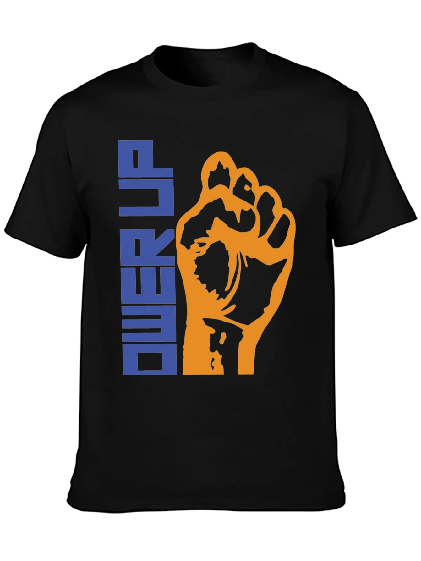 Camiseta Negra Power Up con Dise?o de Pu?o Alzado