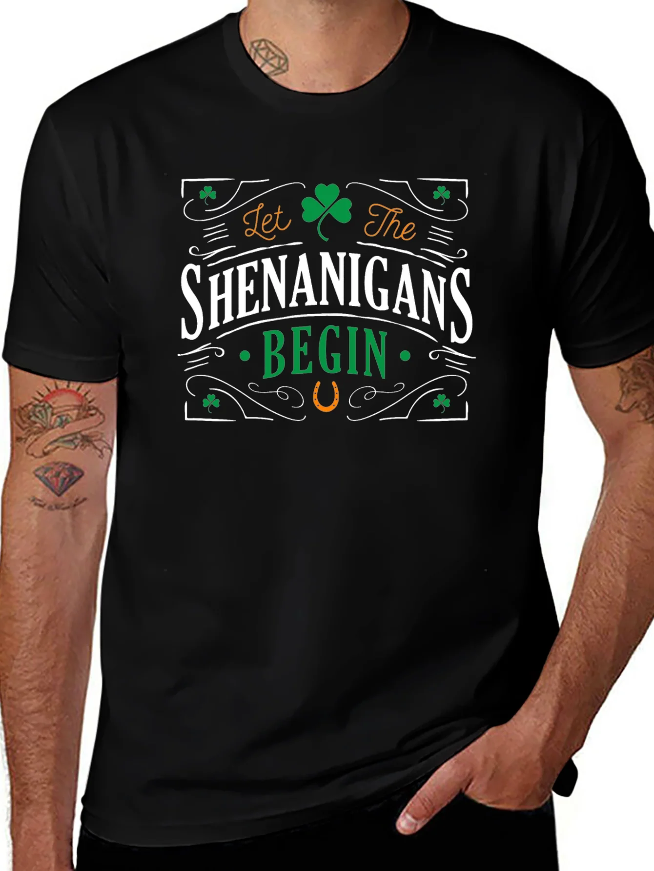 Camiseta Negra Shenanigans Begin San Patricio