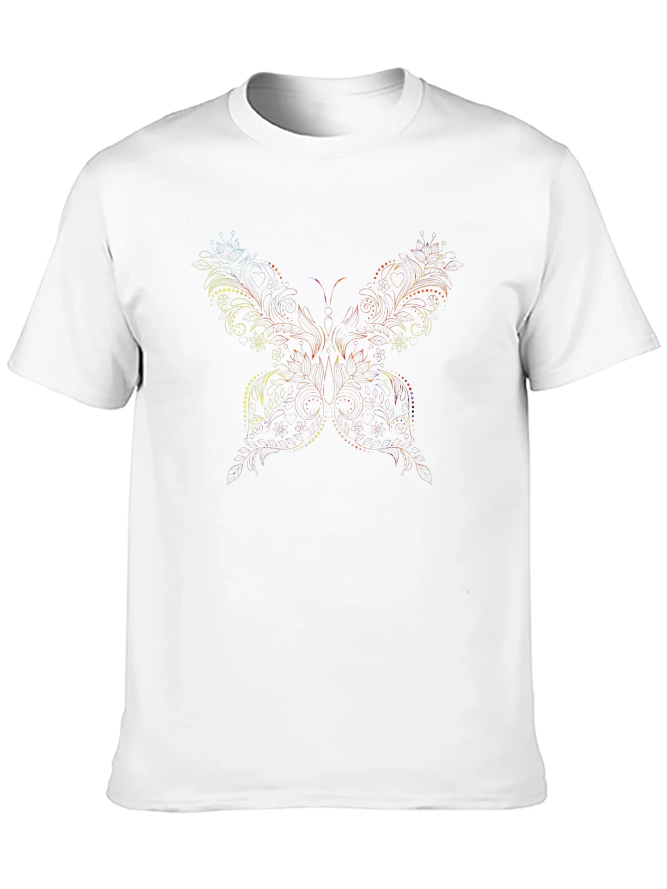 Camiseta Negra Estampado Mariposa Floral Hombre