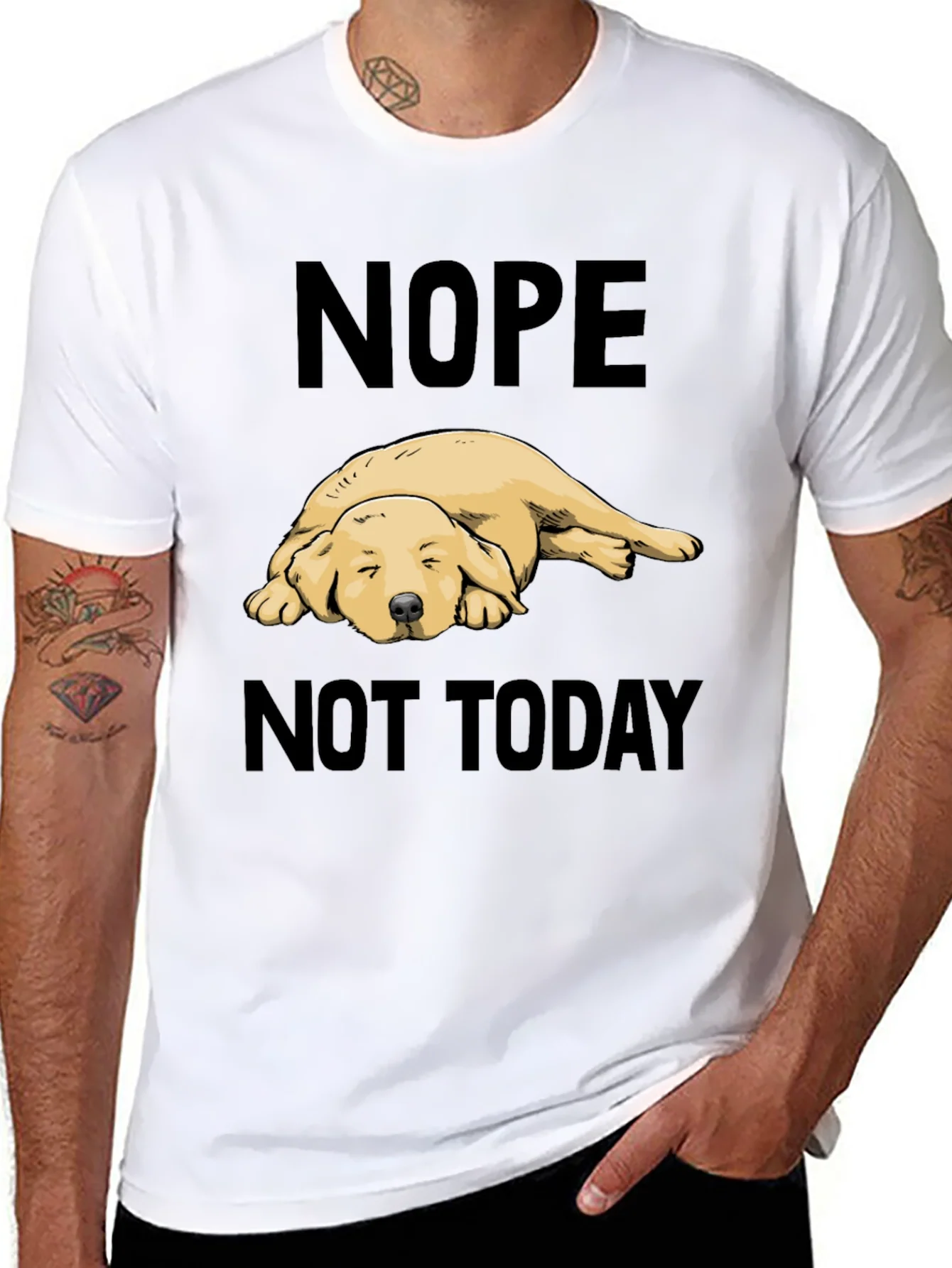 Camiseta Negra Nope Not Today con Dise?o de Perro
