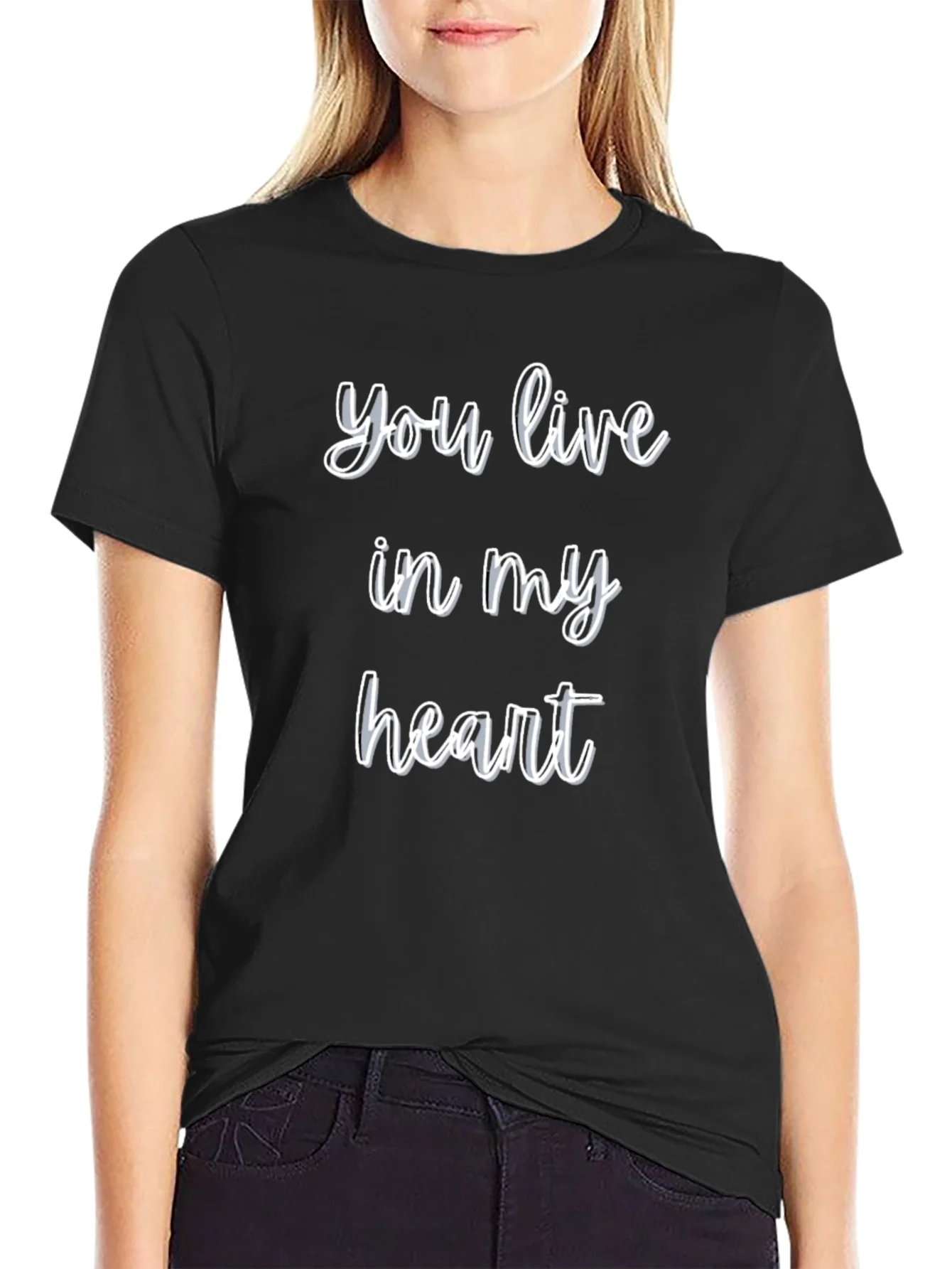 Camiseta Negra You live in my heart