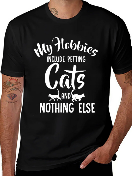 Camiseta Negra My Hobbies Include Petting Cats
