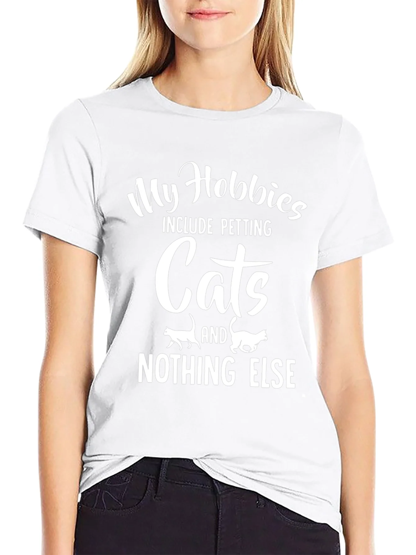 Camiseta Negra My Hobbies Include Petting Cats