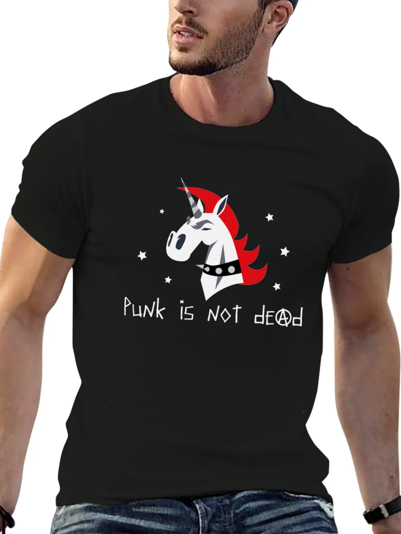 Camiseta Negra Unisex - Unicornio Punk