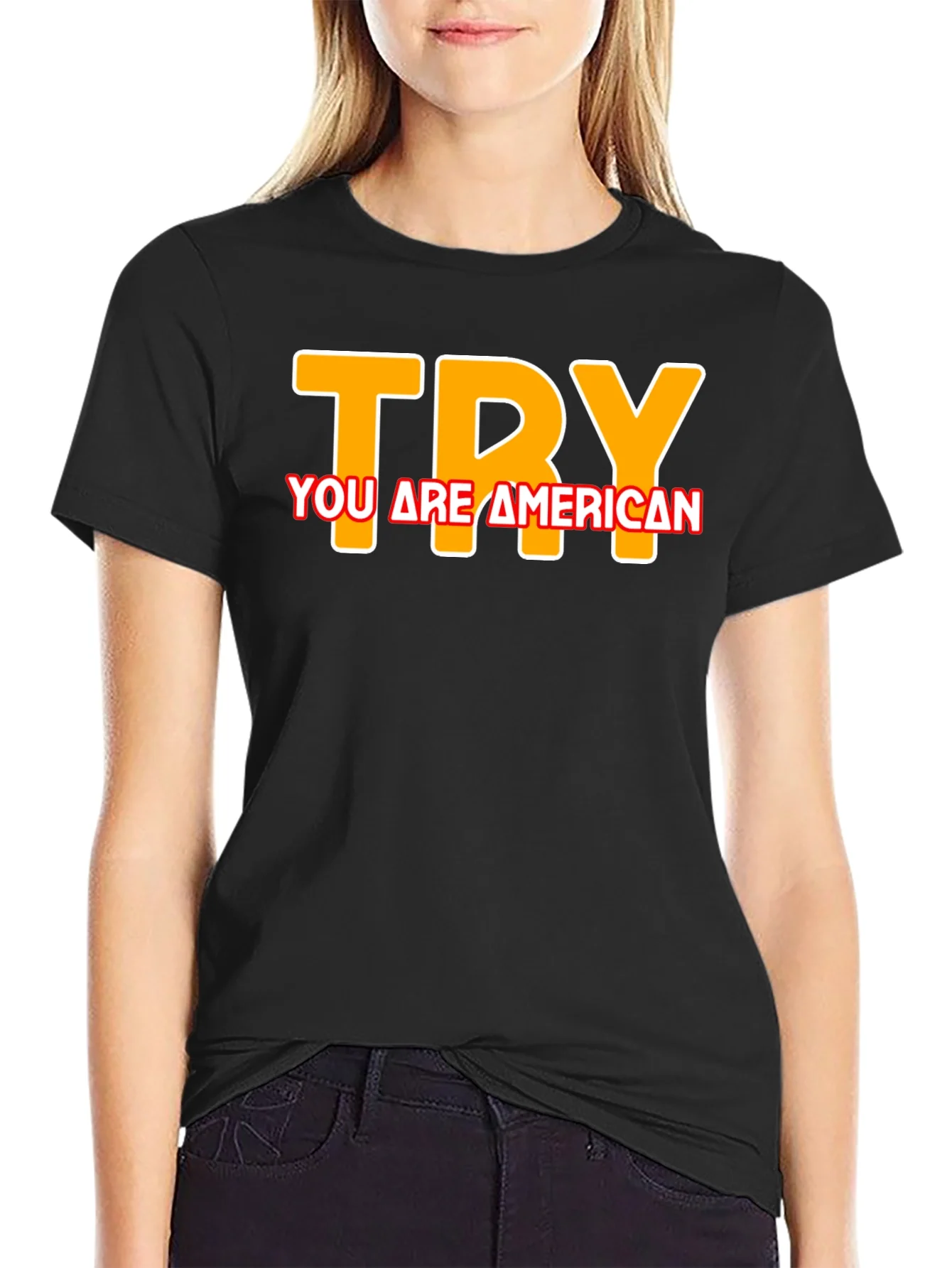 Camiseta Negra TRY You Are American