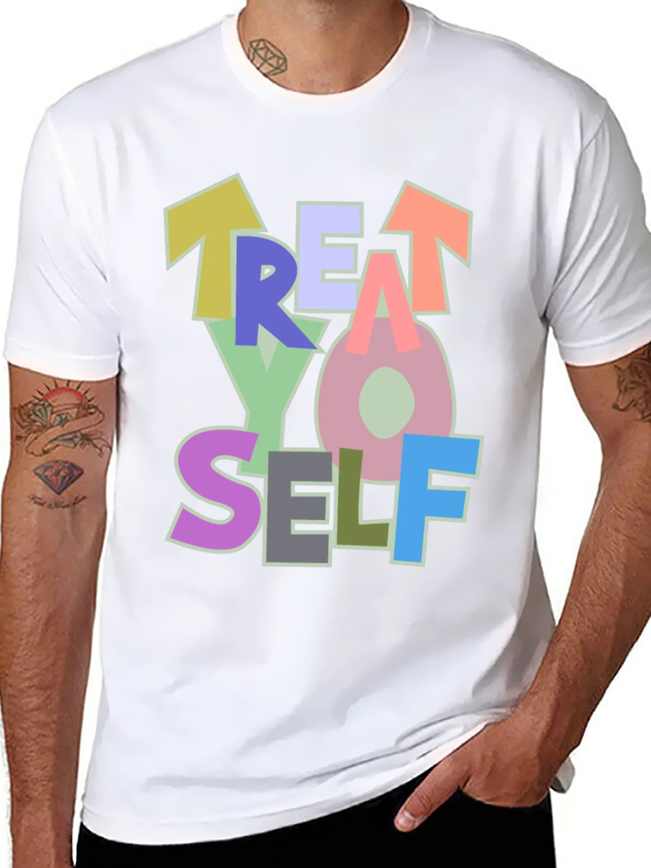Camiseta Negra Treat Yo Self Estilo Casual
