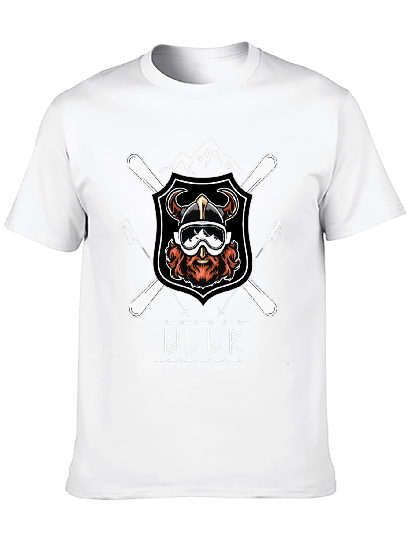Camiseta Negra con Dise?o de Esqu¨ª Vikingo Ullr
