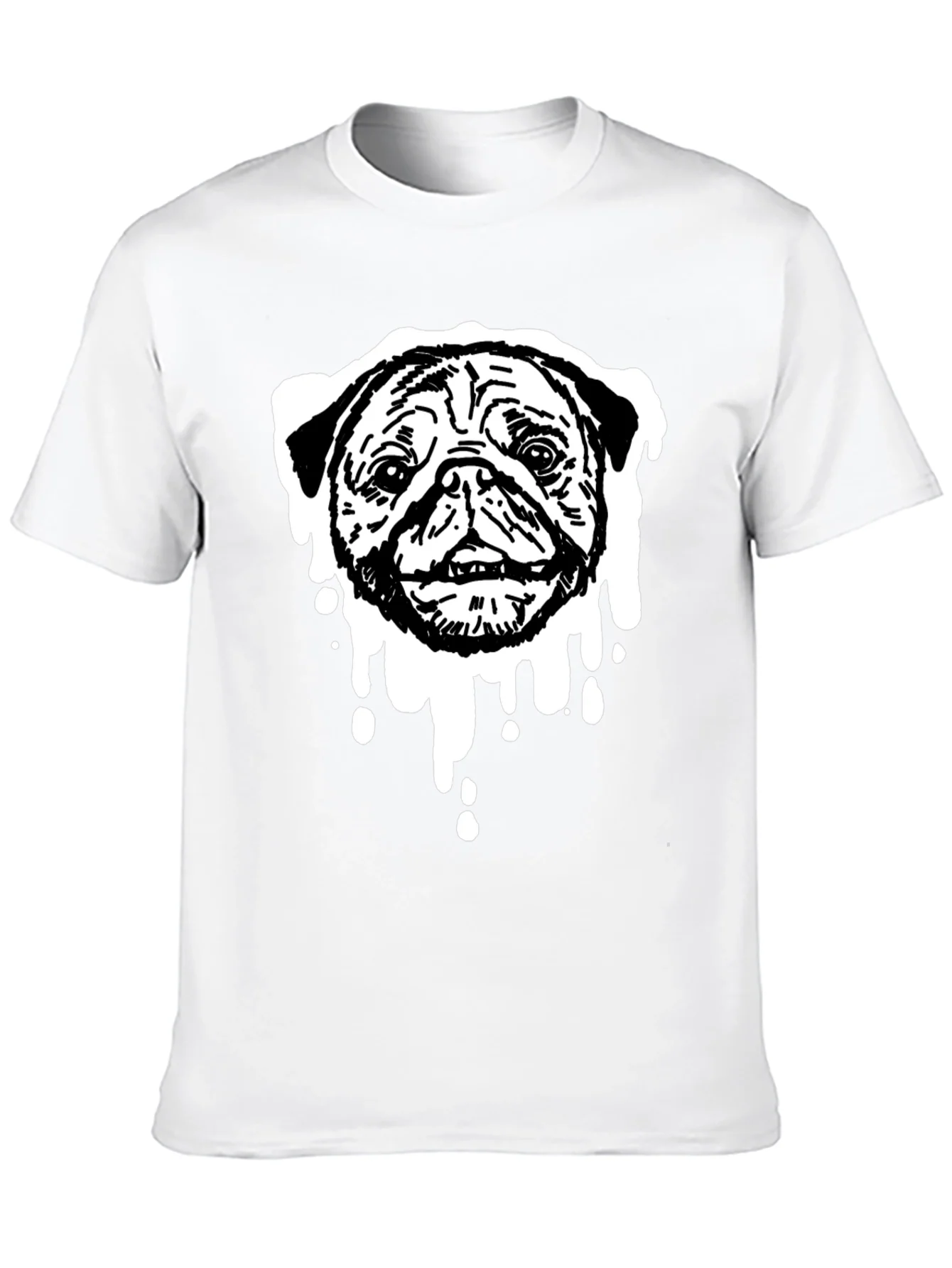 Rebbecca Pug Drip Graphic Tee - Black Cotton Blend