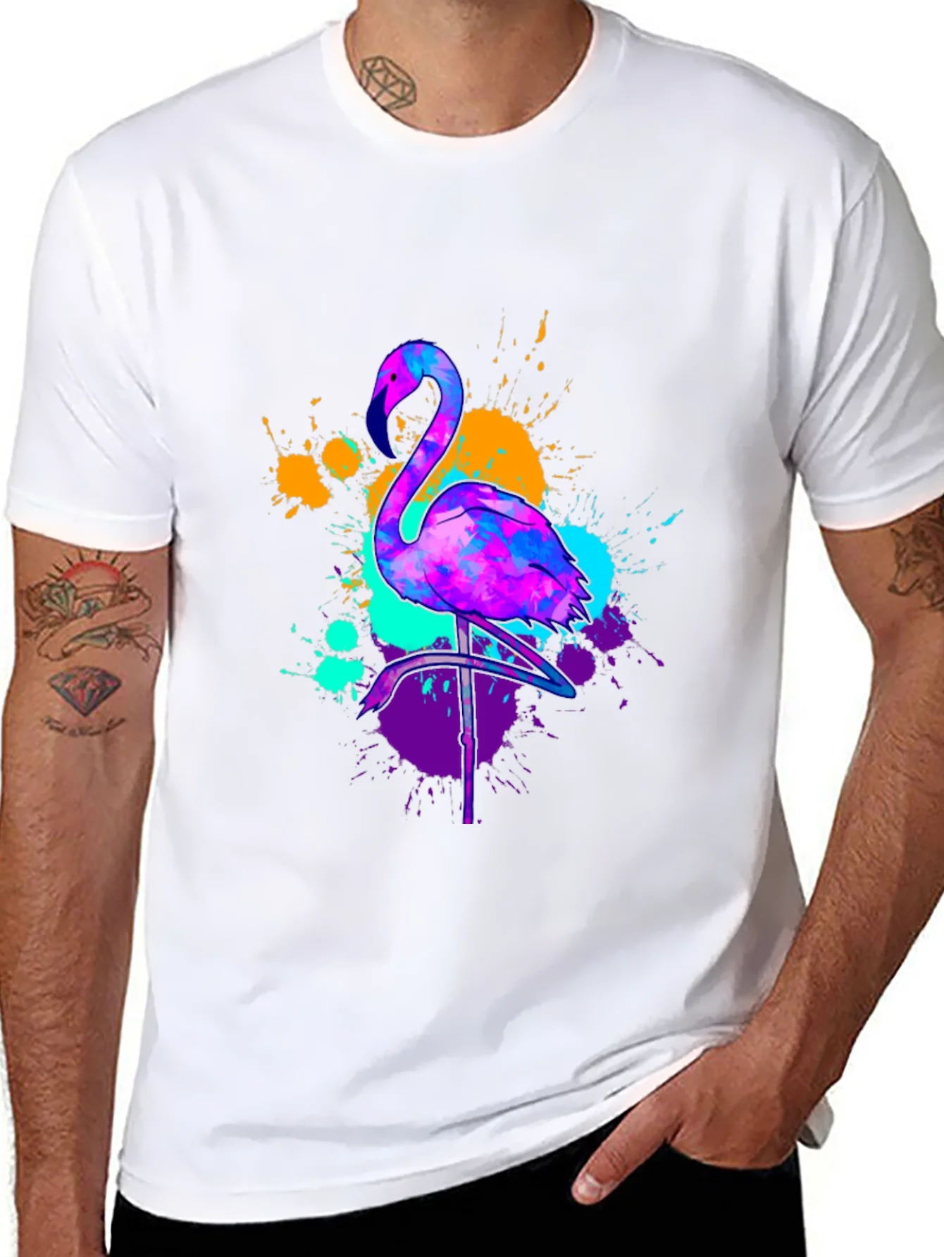 Camiseta Negra con Dise?o de Flamenco Ne¨®n