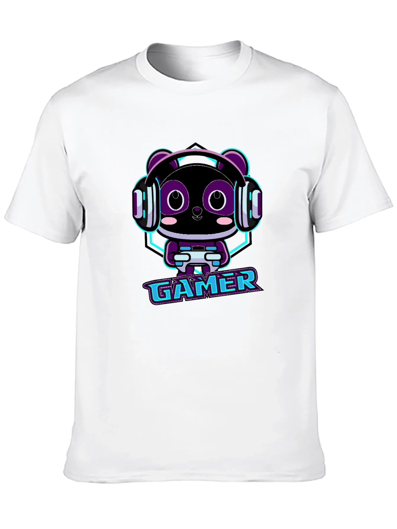 Rebbecca Gamer Panda Graphic T-Shirt - Black Cotton Tee
